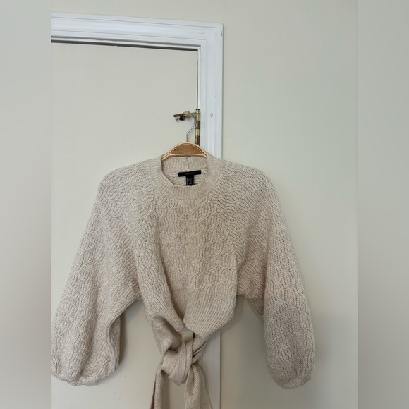 Forever 21 Sweaters - Forever 21 Cropped Oatmeal Sweater Top with Back Cutout Women’s Size Small
